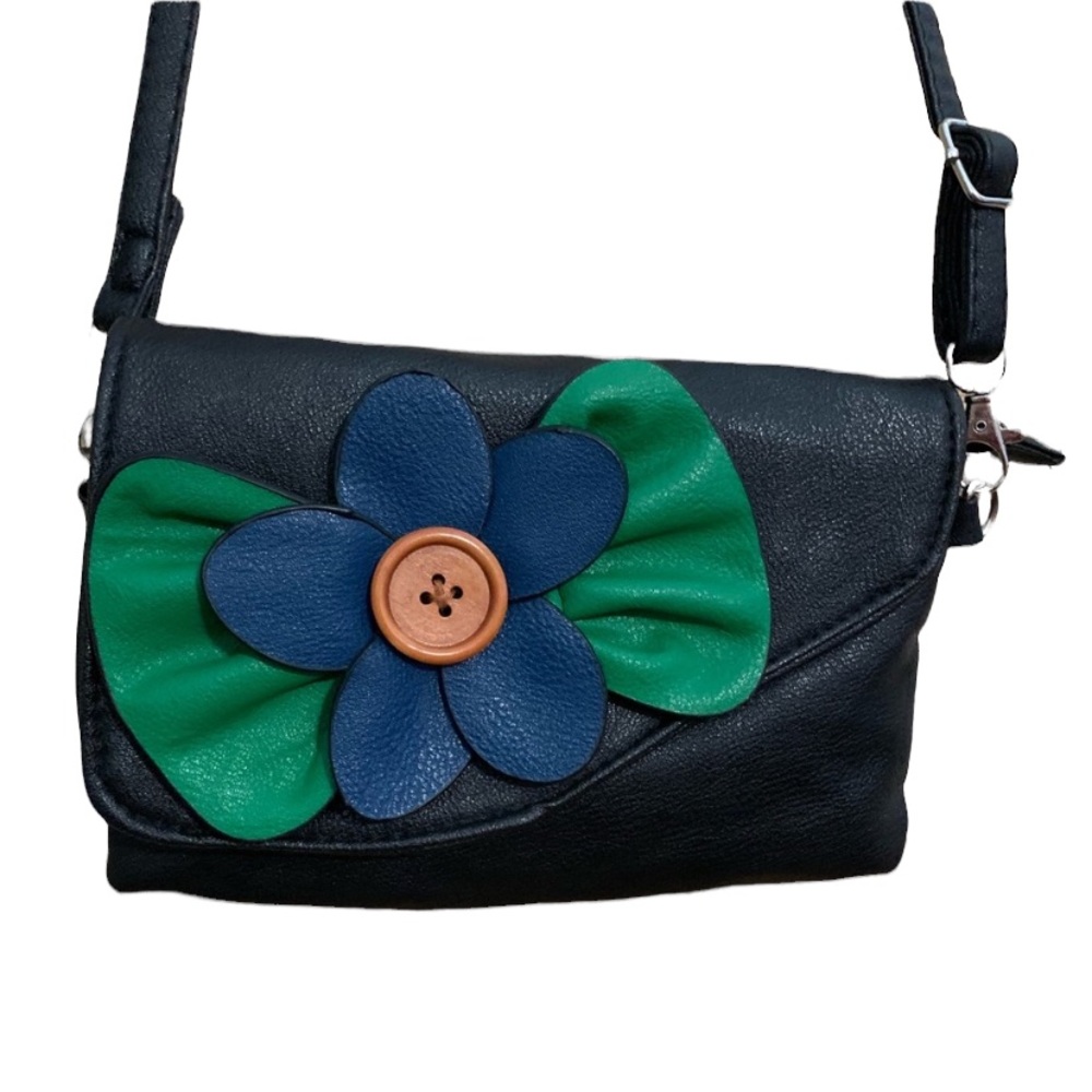 Sax crossbody clutch vegan leather adjustable boho bohemian flower muted tones